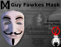 Second Life Marketplace - MX - Guy Fawkes Mask & Hat